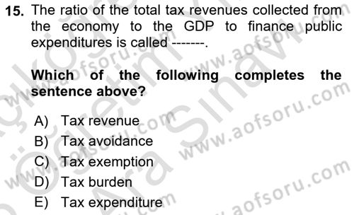 Turkish Economy Dersi 2024 - 2025 Yılı (Vize) Ara Sınav Soruları 15. Soru