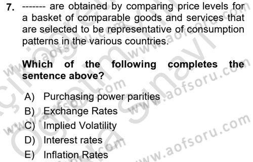 Turkish Economy Dersi 2024 - 2025 Yılı (Vize) Ara Sınav Soruları 7. Soru