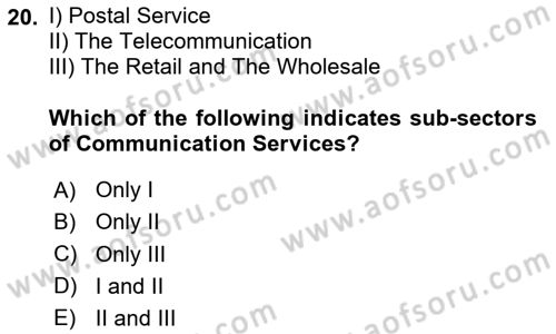 Turkish Economy Dersi 2024 - 2025 Yılı (Final) Dönem Sonu Sınav Soruları 20. Soru