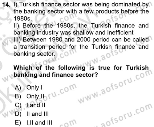 Turkish Economy Dersi 2024 - 2025 Yılı Yaz Okulu Sınav Soruları 14. Soru