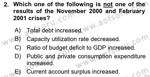 Turkish Economy Dersi 2024 - 2025 Yılı Yaz Okulu Sınav Soruları 2. Soru