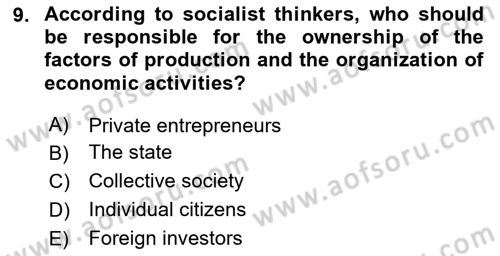 Turkish Economy Dersi 2024 - 2025 Yılı Yaz Okulu Sınav Soruları 9. Soru