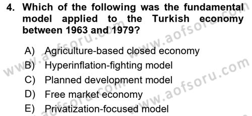 Turkish Economy Dersi 2025 - 2026 Yılı (Vize) Ara Sınav Soruları 4. Soru