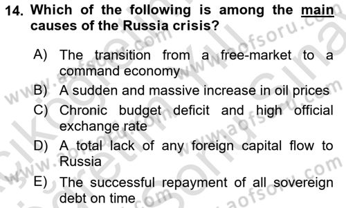 Turkish Economy Dersi 2025 - 2026 Yılı (Final) Dönem Sonu Sınav Soruları 14. Soru