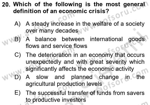Turkish Economy Dersi 2025 - 2026 Yılı (Final) Dönem Sonu Sınav Soruları 20. Soru