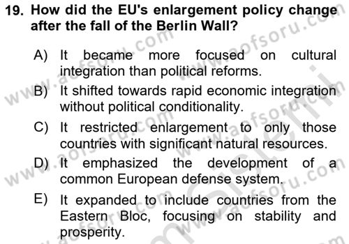 The European Union and Global Politics Dersi 2023 - 2024 Yılı (Vize) Ara Sınav Soruları 19. Soru
