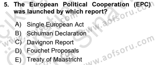 The European Union and Global Politics Dersi 2023 - 2024 Yılı (Vize) Ara Sınav Soruları 5. Soru