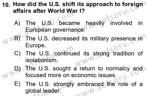 The European Union and Global Politics Dersi 2023 - 2024 Yılı (Final) Dönem Sonu Sınav Soruları 10. Soru
