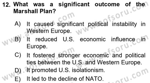 The European Union and Global Politics Dersi 2023 - 2024 Yılı (Final) Dönem Sonu Sınav Soruları 12. Soru