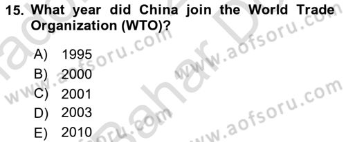 The European Union and Global Politics Dersi 2023 - 2024 Yılı (Final) Dönem Sonu Sınav Soruları 15. Soru