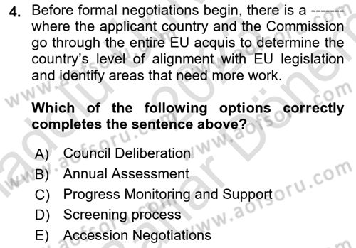 The European Union and Global Politics Dersi 2023 - 2024 Yılı (Final) Dönem Sonu Sınav Soruları 4. Soru