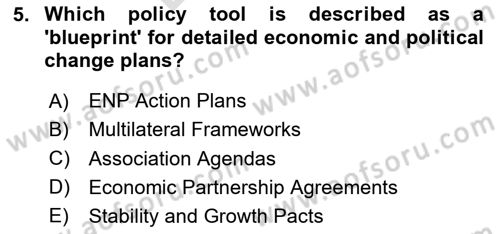 The European Union and Global Politics Dersi 2023 - 2024 Yılı (Final) Dönem Sonu Sınav Soruları 5. Soru
