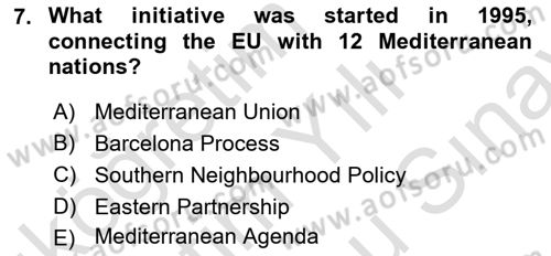 The European Union and Global Politics Dersi 2023 - 2024 Yılı (Final) Dönem Sonu Sınav Soruları 7. Soru