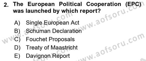 The European Union and Global Politics Dersi 2023 - 2024 Yılı Yaz Okulu Sınav Soruları 2. Soru