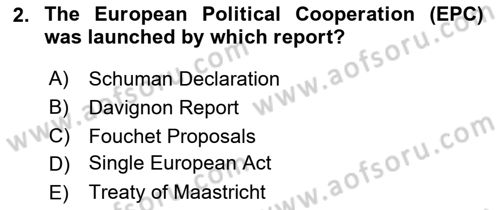 The European Union and Global Politics Dersi 2024 - 2025 Yılı (Vize) Ara Sınav Soruları 2. Soru