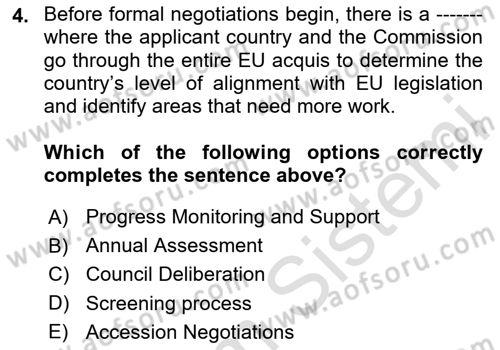 The European Union and Global Politics Dersi 2024 - 2025 Yılı (Final) Dönem Sonu Sınav Soruları 4. Soru