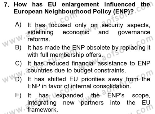 The European Union and Global Politics Dersi 2024 - 2025 Yılı (Final) Dönem Sonu Sınav Soruları 7. Soru