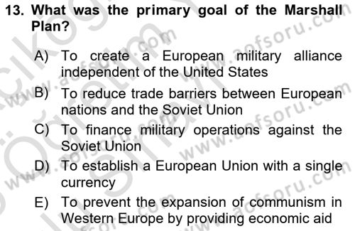 The European Union and Global Politics Dersi 2024 - 2025 Yılı Yaz Okulu Sınav Soruları 13. Soru