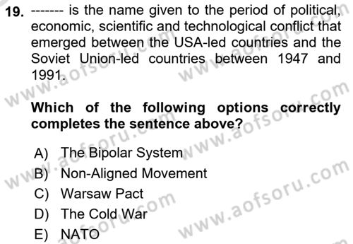 The Balkans Dersi 2020 - 2021 Yılı Yaz Okulu Sınav Soruları 19. Soru