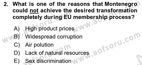 The Balkans Dersi 2020 - 2021 Yılı Yaz Okulu Sınav Soruları 2. Soru