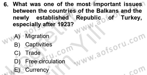 The Balkans Dersi 2020 - 2021 Yılı Yaz Okulu Sınav Soruları 6. Soru