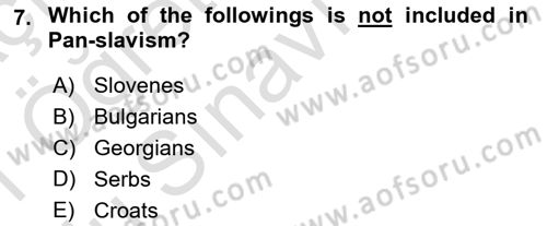The Balkans Dersi 2020 - 2021 Yılı Yaz Okulu Sınav Soruları 7. Soru
