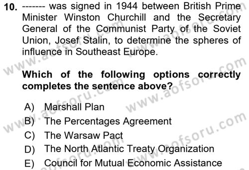 The Balkans Dersi 2021 - 2022 Yılı (Vize) Ara Sınav Soruları 10. Soru