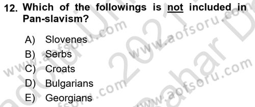 The Balkans Dersi 2021 - 2022 Yılı (Vize) Ara Sınav Soruları 12. Soru