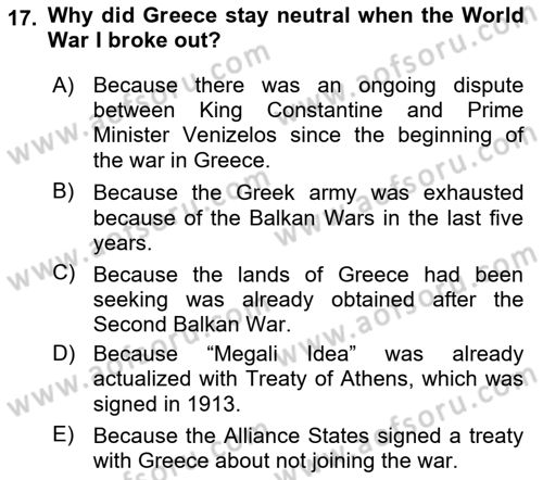 The Balkans Dersi 2021 - 2022 Yılı (Vize) Ara Sınav Soruları 17. Soru