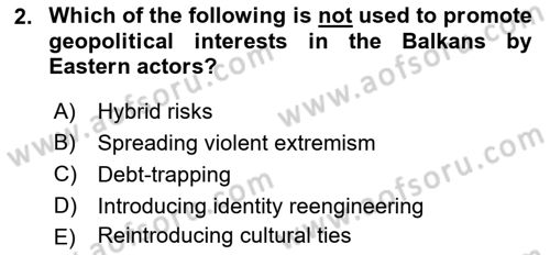 The Balkans Dersi 2021 - 2022 Yılı (Vize) Ara Sınav Soruları 2. Soru