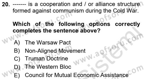 The Balkans Dersi 2021 - 2022 Yılı (Vize) Ara Sınav Soruları 20. Soru
