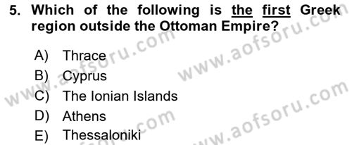The Balkans Dersi 2021 - 2022 Yılı (Vize) Ara Sınav Soruları 5. Soru