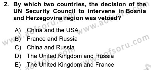 The Balkans Dersi 2021 - 2022 Yılı (Final) Dönem Sonu Sınav Soruları 2. Soru