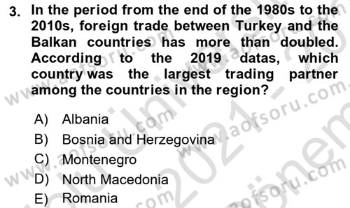 The Balkans Dersi 2021 - 2022 Yılı (Final) Dönem Sonu Sınav Soruları 3. Soru