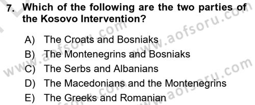 The Balkans Dersi 2021 - 2022 Yılı (Final) Dönem Sonu Sınav Soruları 7. Soru