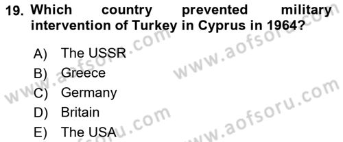 The Balkans Dersi 2021 - 2022 Yılı Yaz Okulu Sınav Soruları 19. Soru