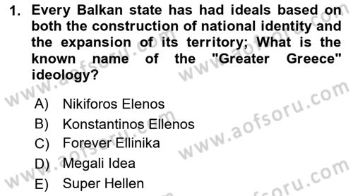 The Balkans Dersi 2022 - 2023 Yılı Yaz Okulu Sınav Soruları 1. Soru
