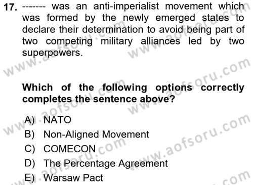 The Balkans Dersi 2022 - 2023 Yılı Yaz Okulu Sınav Soruları 17. Soru