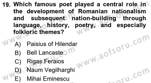 The Balkans Dersi 2022 - 2023 Yılı Yaz Okulu Sınav Soruları 19. Soru