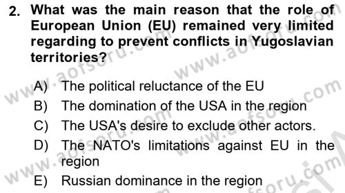 The Balkans Dersi 2022 - 2023 Yılı Yaz Okulu Sınav Soruları 2. Soru