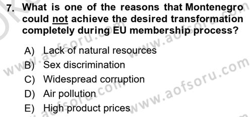 The Balkans Dersi 2022 - 2023 Yılı Yaz Okulu Sınav Soruları 7. Soru