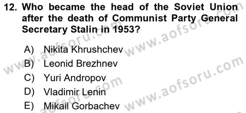 The Balkans Dersi 2023 - 2024 Yılı (Vize) Ara Sınav Soruları 12. Soru