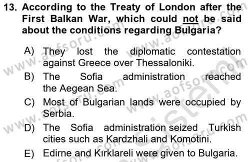 The Balkans Dersi 2023 - 2024 Yılı (Vize) Ara Sınav Soruları 13. Soru