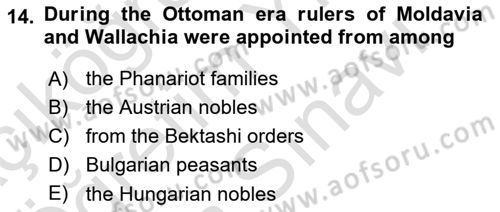 The Balkans Dersi 2023 - 2024 Yılı (Vize) Ara Sınav Soruları 14. Soru