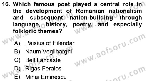 The Balkans Dersi 2023 - 2024 Yılı (Vize) Ara Sınav Soruları 16. Soru