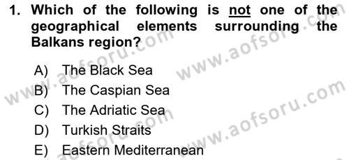 The Balkans Dersi 2023 - 2024 Yılı (Final) Dönem Sonu Sınav Soruları 1. Soru