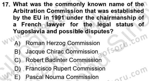 The Balkans Dersi 2023 - 2024 Yılı (Final) Dönem Sonu Sınav Soruları 17. Soru