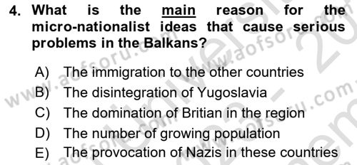 The Balkans Dersi 2023 - 2024 Yılı (Final) Dönem Sonu Sınav Soruları 4. Soru