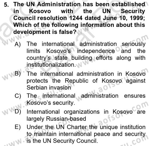 The Balkans Dersi 2023 - 2024 Yılı (Final) Dönem Sonu Sınav Soruları 5. Soru