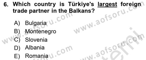 The Balkans Dersi 2023 - 2024 Yılı (Final) Dönem Sonu Sınav Soruları 6. Soru